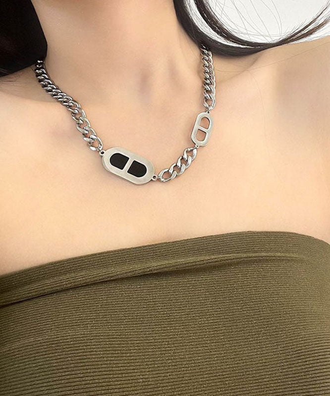 Black Stainless Steel Pig Nose Necklace