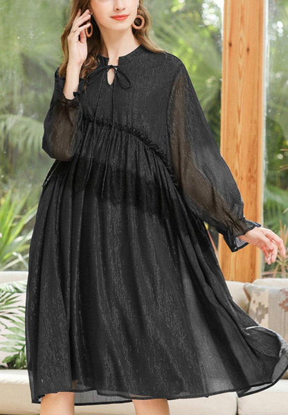 Unique Black Patchwork Chiffon Lace Summer Dresses