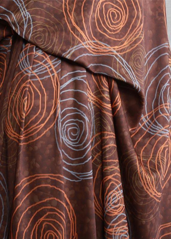 Chocolate Print Quilting Clothes O Neck Asymmetric Spring Dresses