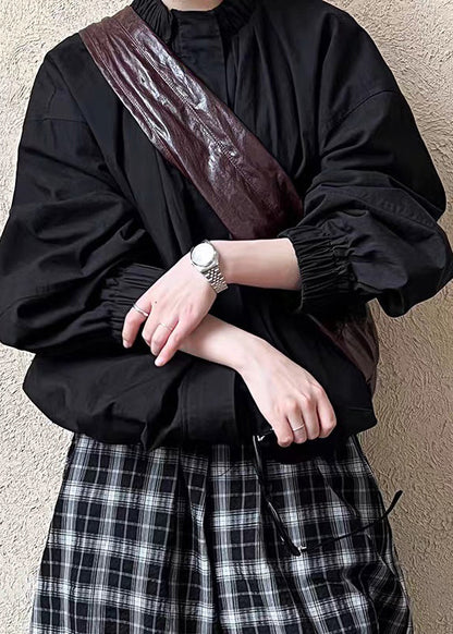 Black Zippered Patchwork Jacket Spring