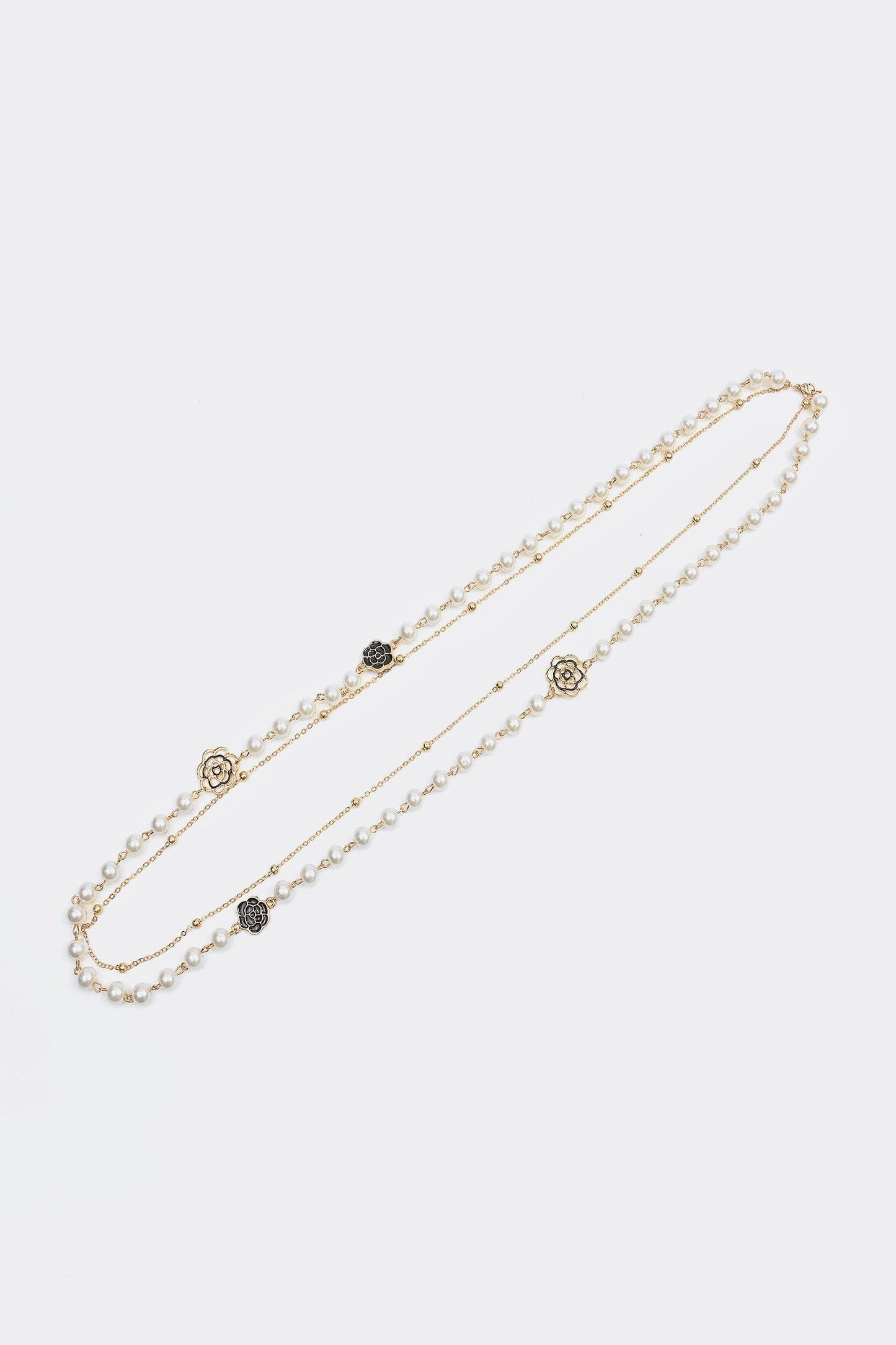Faux Pearl Metal Long Necklace