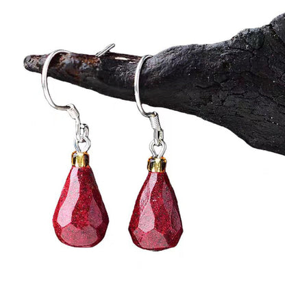 Mulberry Sterling Silver Cinnabar Water Drop Drop Earrings