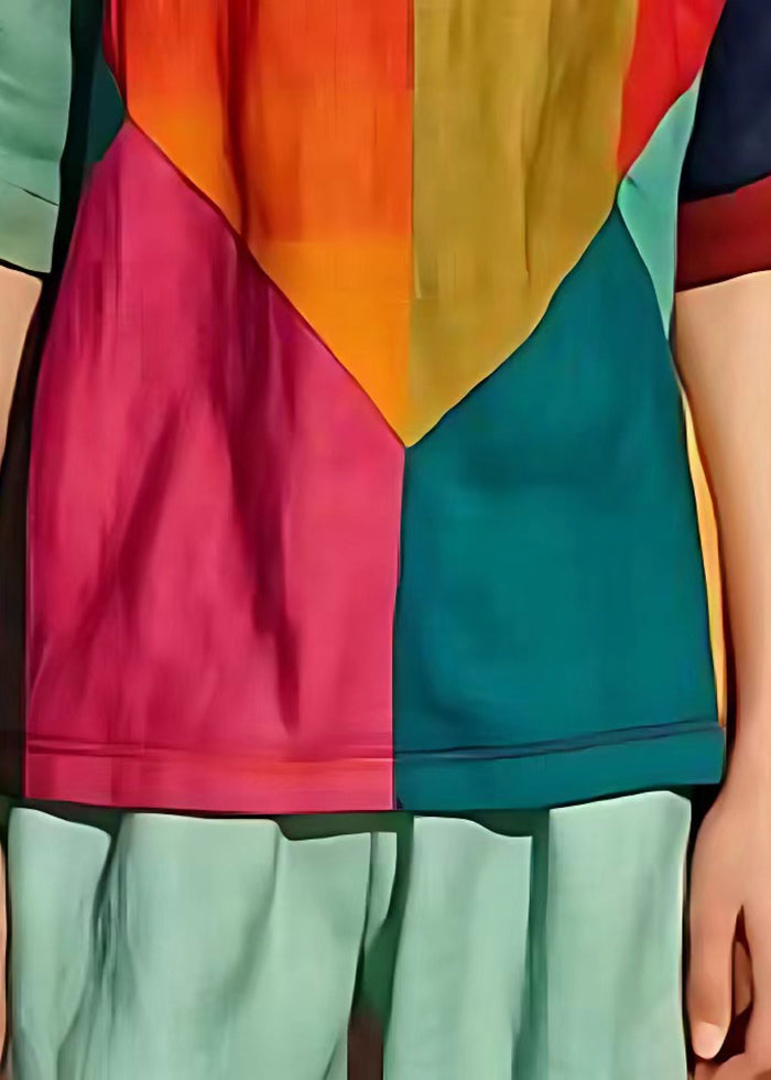 Diy Colorblock Oversized Patchwork Cotton Top Summer