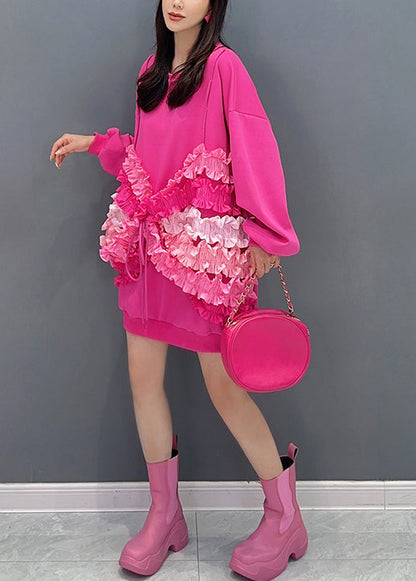 Black O Neck Ruffled Butterfly Cotton Sweatshirt Fall