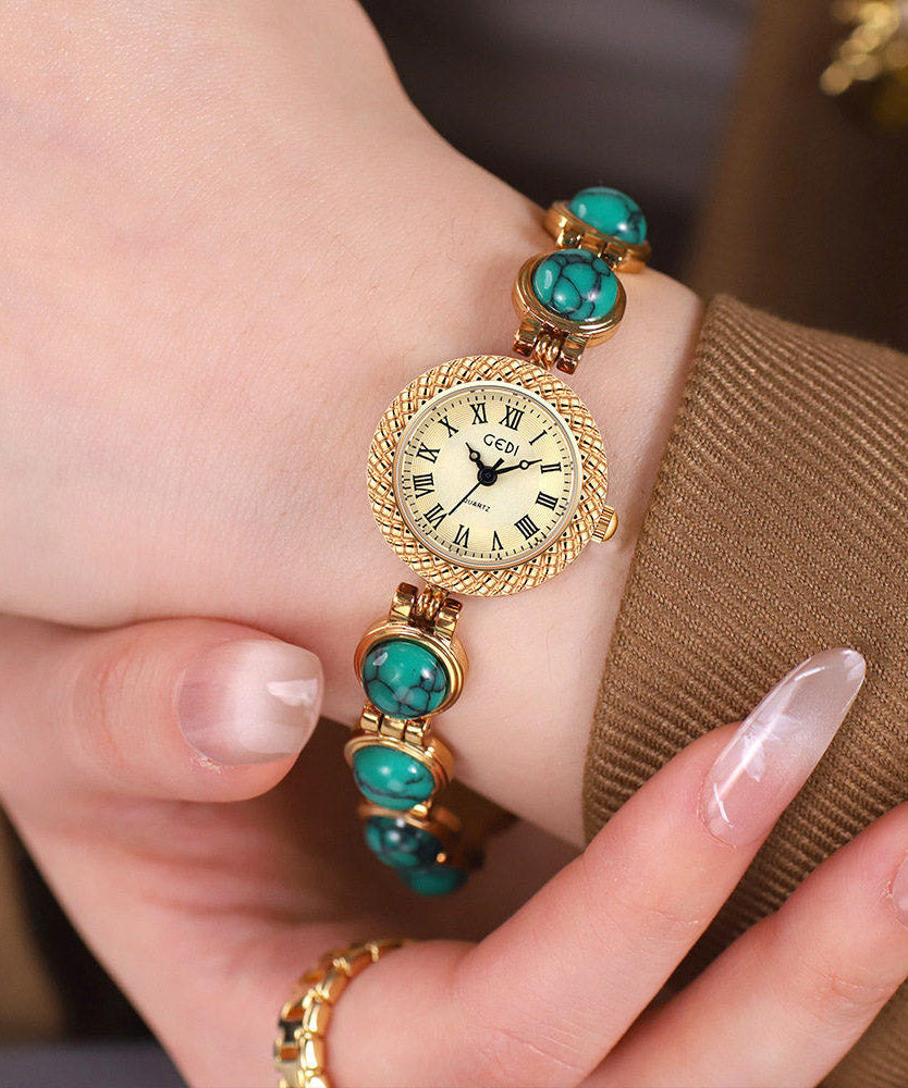 Novelty Green Alloy Cat's Eye Quartz Movement Chain Watches