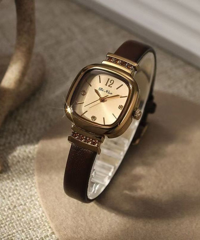Boutique Alloy Patchwork Leather Quartz Movement Tempered Glass Watches