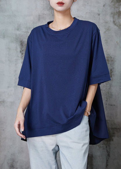 Navy Oversized Cotton Sweatshirt Half Sleeve