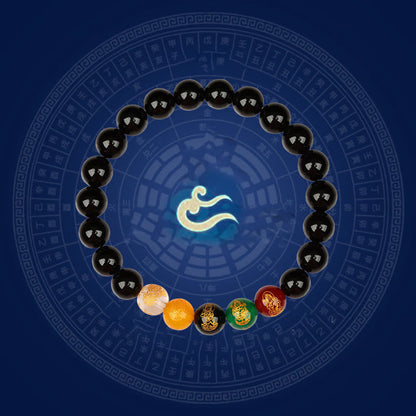 8mm Five Elements Agate Luck Bracelet for Spiritual Balance