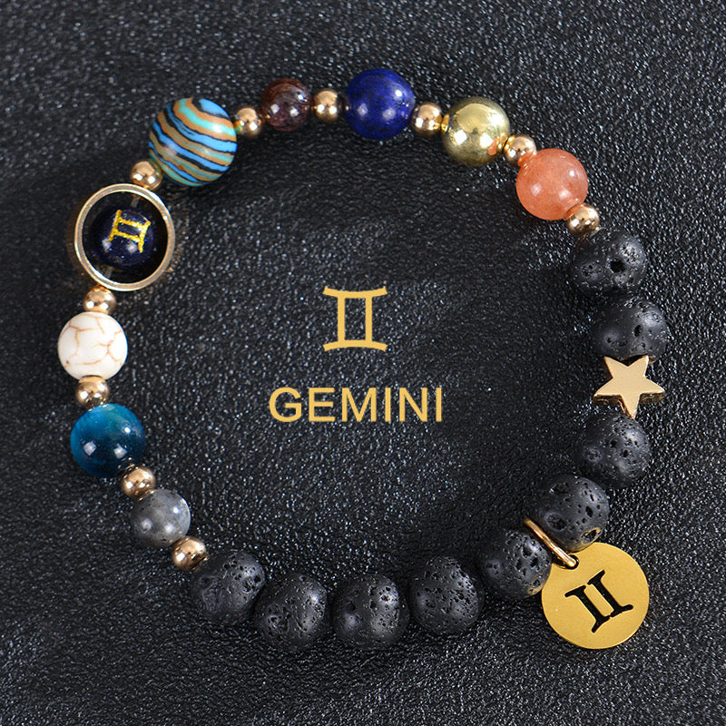 8mm Mixed Crystal Spiritual Protection Bracelet With Zodiac Charms