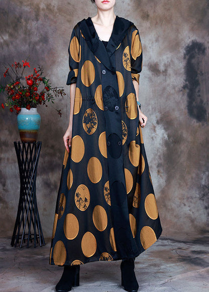 Yellow Hooded Drawstring Coat Spring