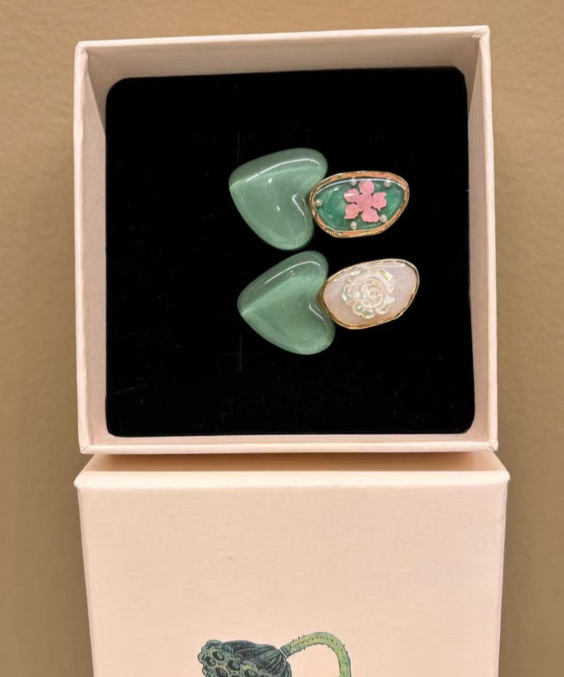 Art Green Allloy Love Pearl Hairpin Two-piece Set