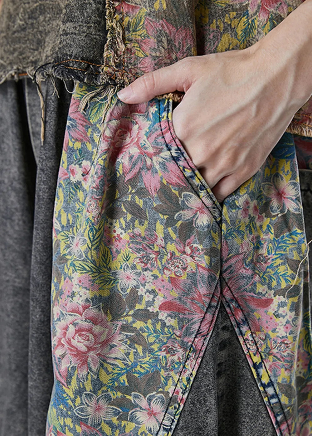 Diy Asymmetrical Patchwork Denim Two Piece Set Clothing Fall