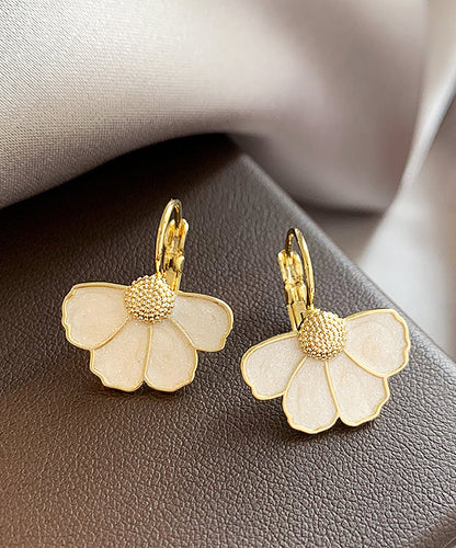 Art Gold Copper Alloy Petal Drop Earrings