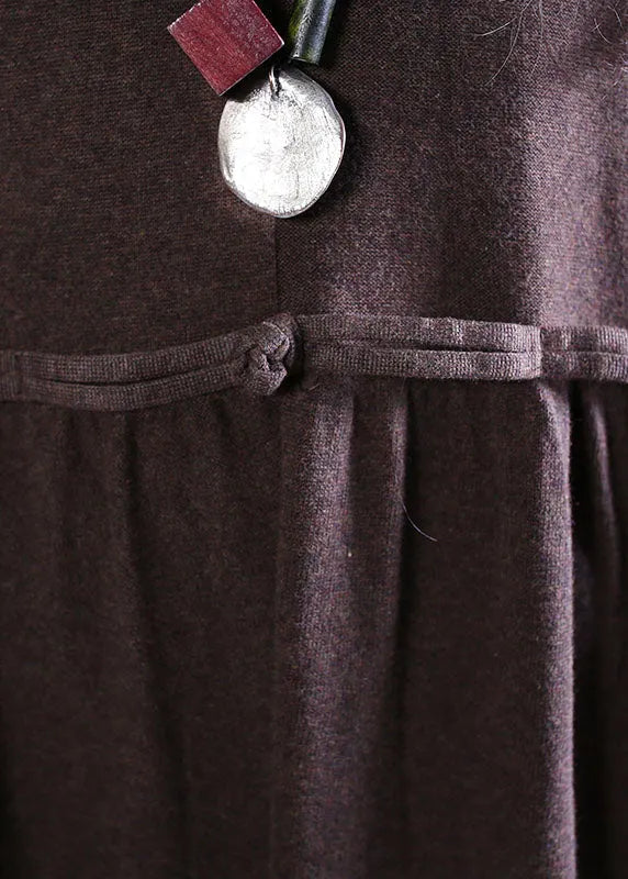 Chocolate Patchwork Knit Robe Dresses Spring