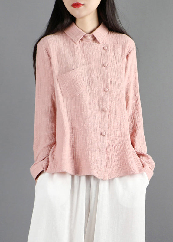Fine Pink Button Shirt Long Sleeve