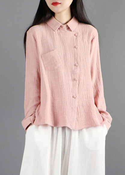 Fine Pink Button Shirt Long Sleeve