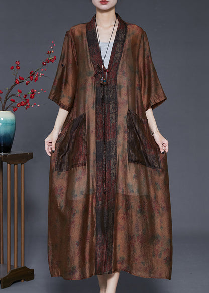 Brown Tasseled Tie Dye Silk Cardigans Summer