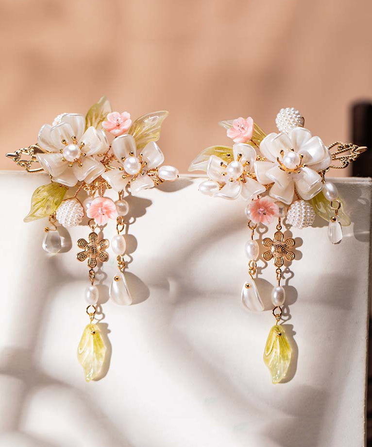 Alloy Pearl Cherry Blossom Tassel a Pair Hairpin