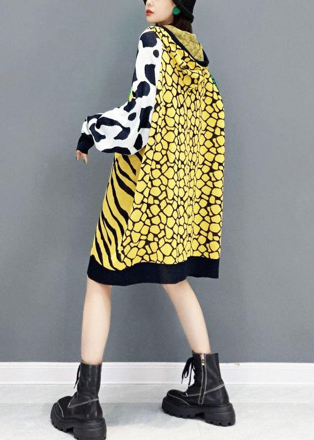 Simple Color Block Hooded Patchwork Fall Print Sweatshirt