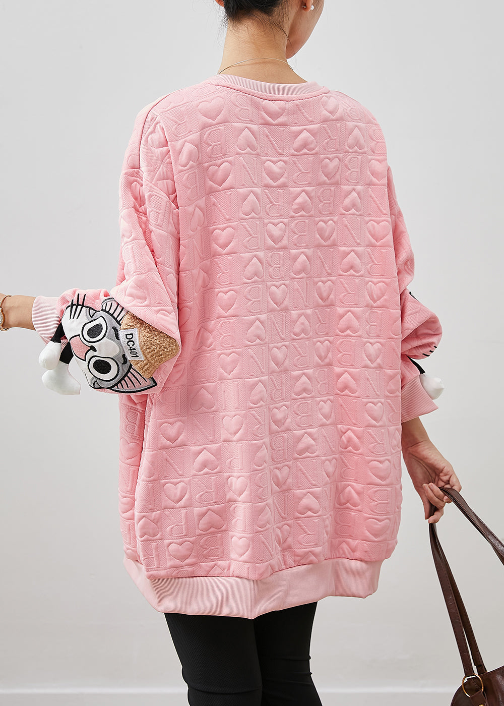 Pink Cartoon Tasseled Cotton Sweatshirt Spring