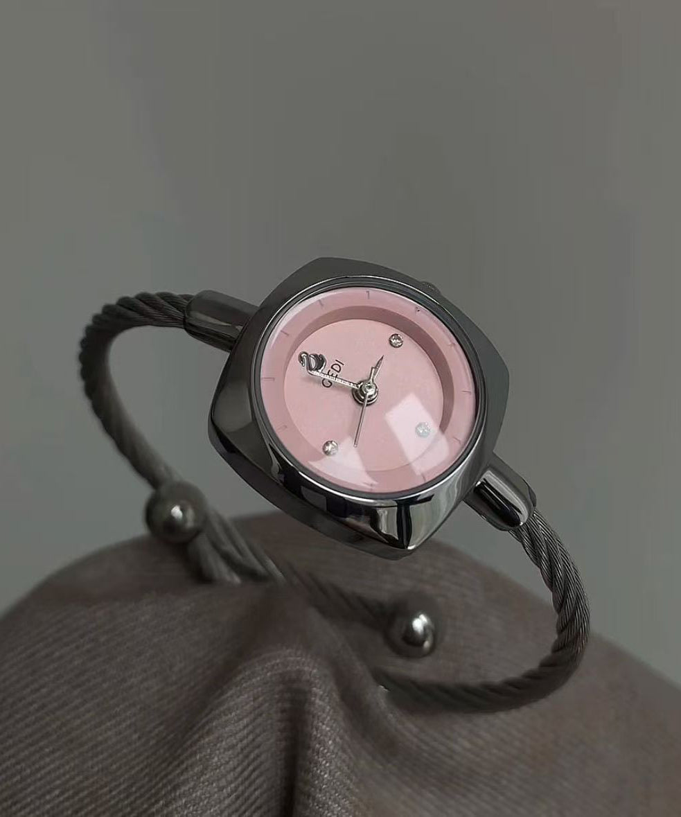 Green Stainless Steel Reinforced Glass Square Watches