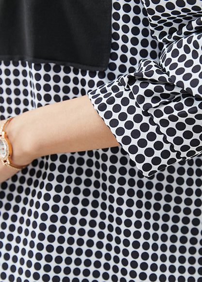 Black Oversized Plaid Spandex Blouse Top Fall