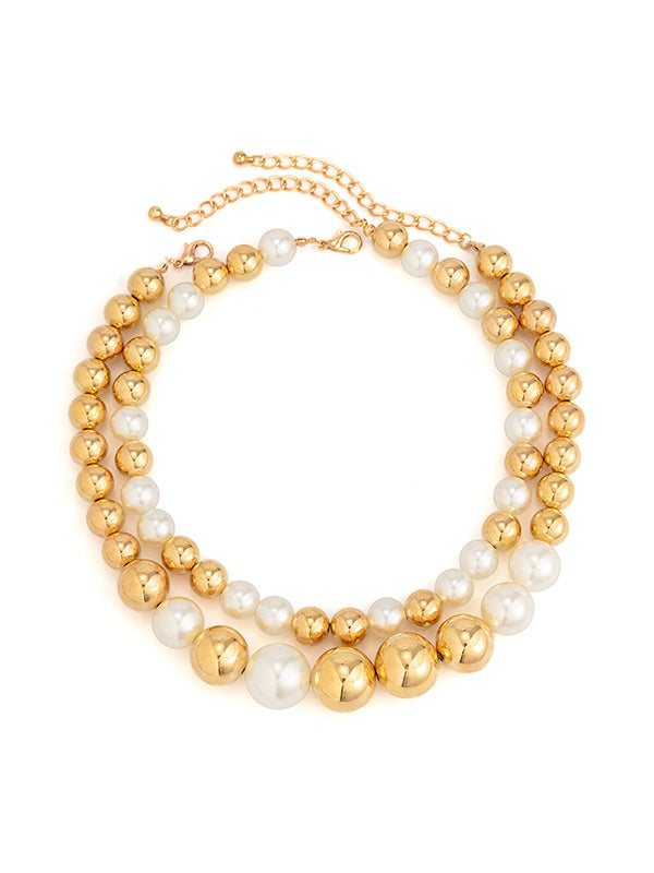Beaded Contrast Color Dainty Necklace Accessories Two Pieces
