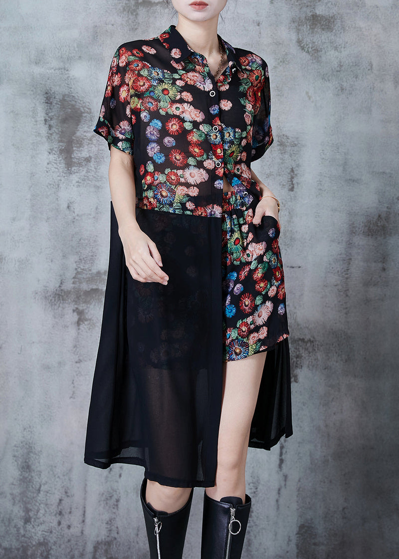 Print Patchwork Chiffon Two Piece Set Summer