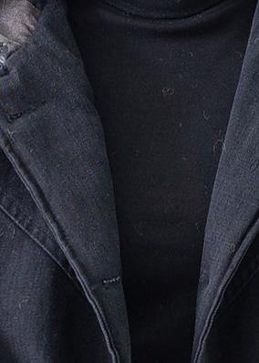 Fine Clothing Coats Denim Black Hooded Pockets Outwear