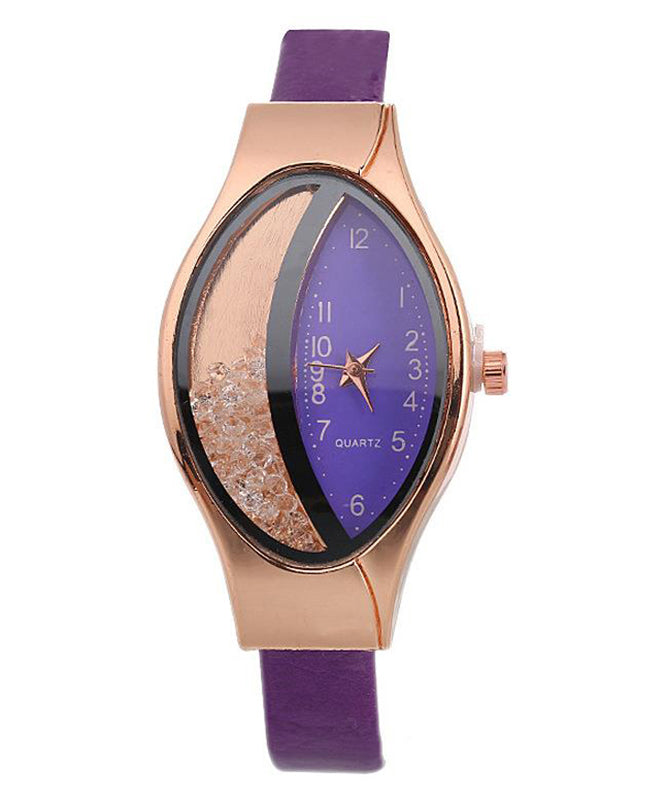Pink Leather Alloy Eye Waterproof Watch