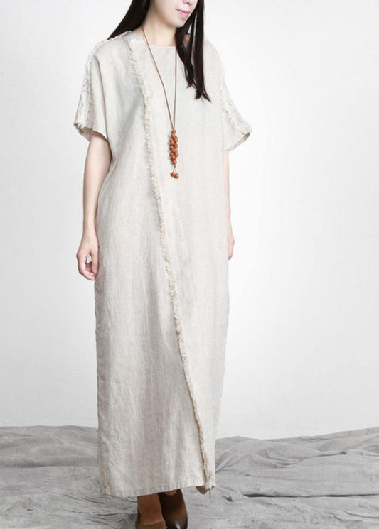 Linen Patchwork Maxi Dress Burrs