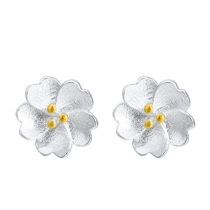 925 Sterling Silver Cherry Blossoms Calm Stud Spiritual Earrings