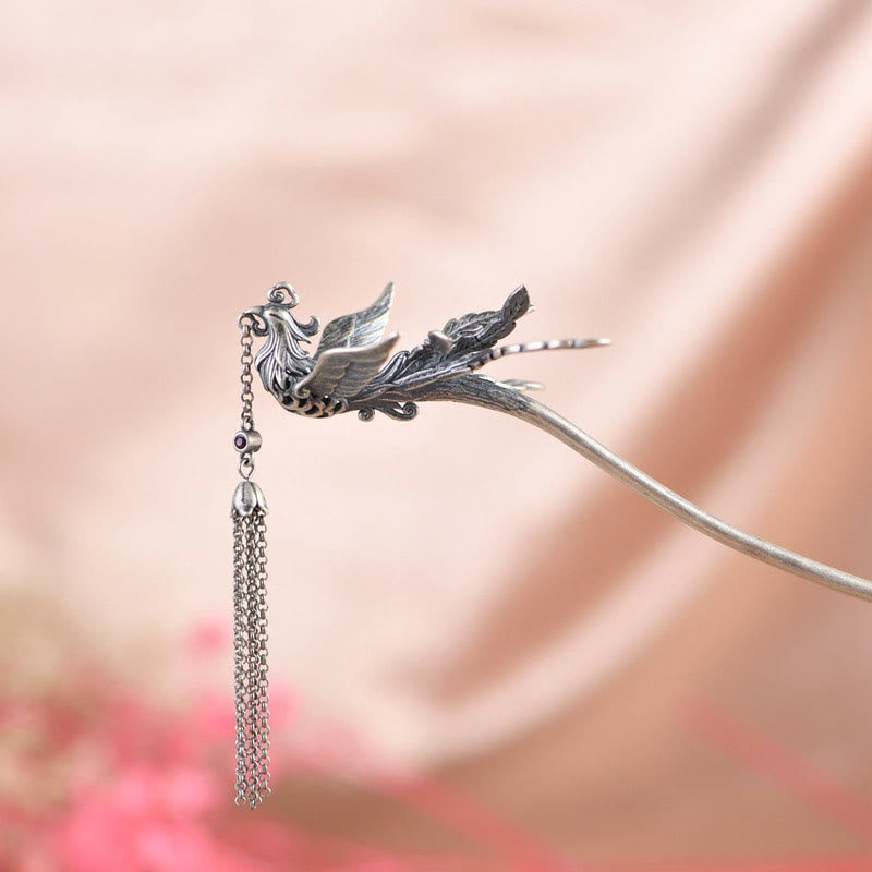 925 Sterling Silver Phoenix Hairpin | Protection Symbol