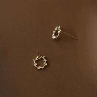 925 Sterling Silver Spiritual Earrings Tiny Wreath Blessing Flower