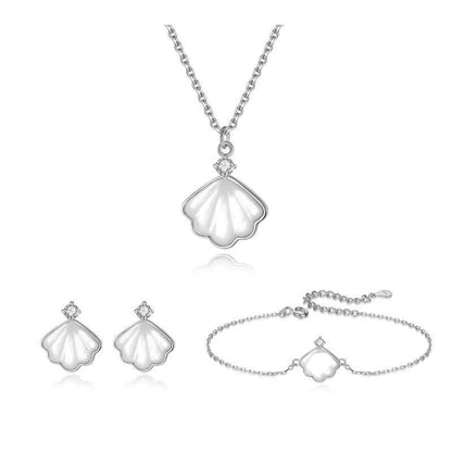 925 Sterling Silver Tridacna Stone Spiritual Jewelry Set