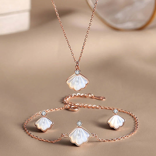 925 Sterling Silver Tridacna Stone Spiritual Jewelry Set