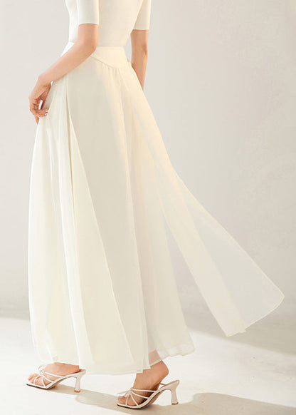 New White Layered Side Open Organza Skirt Summer