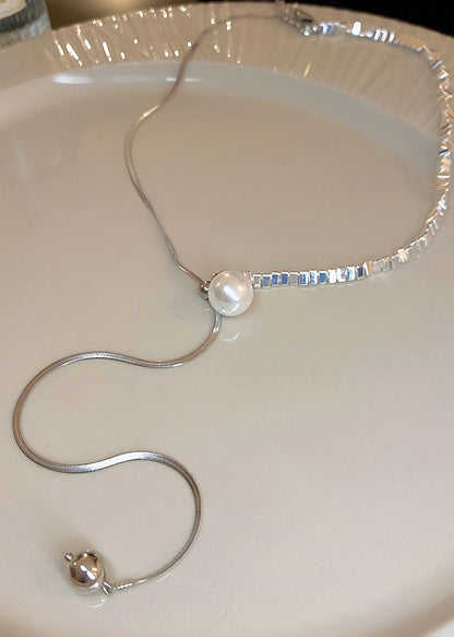 Diy Silk Stainless Steel Pearl Pendant Necklace