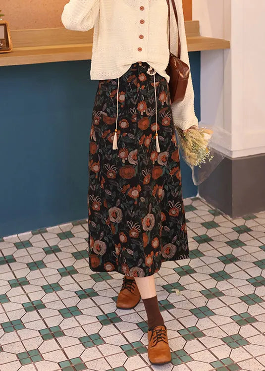 New Print High Waist Cotton Skirts Autumn