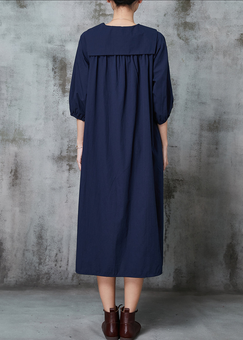 Navy Oversized Cotton Maxi Dresses Summer