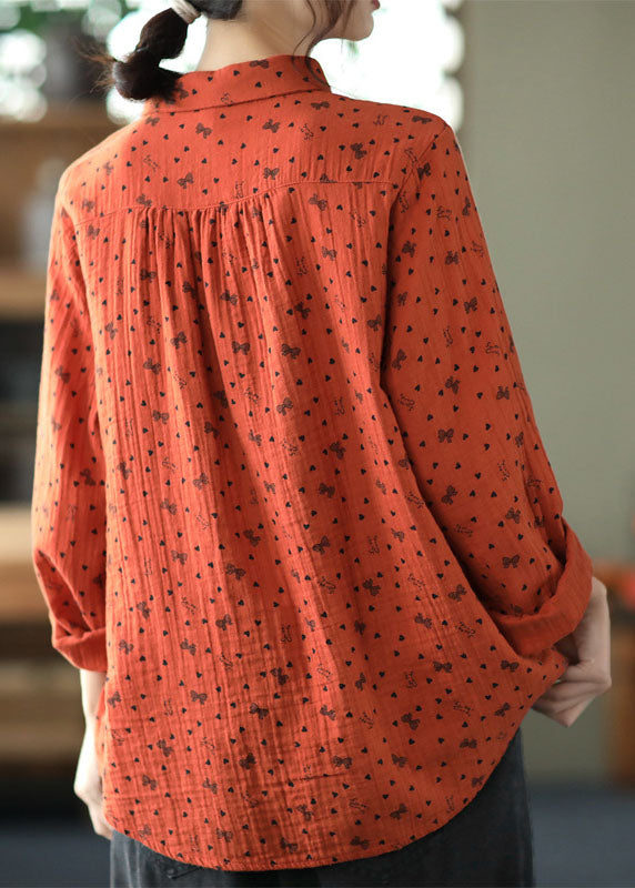 White Peter Pan Collar Print Patchwork Cotton Shirts Top Spring