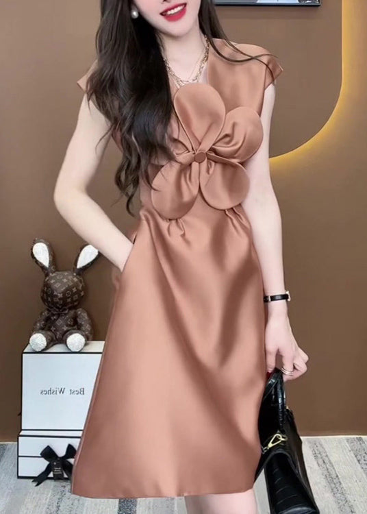 Exquisite Champagne Colored Silk Sleeveless Dress