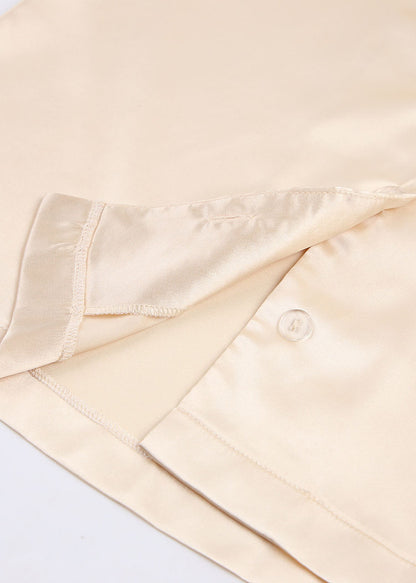 Apricot Elastic Waist Ice Silk Shorts Skirts Three Piece Suit Set Summer