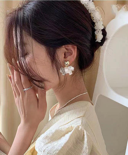Fine White Sterling Silver Love Drop Earrings