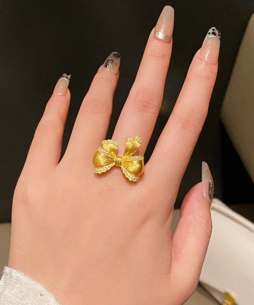 Stylish Gold 18k Gold Bow Zircon Rings