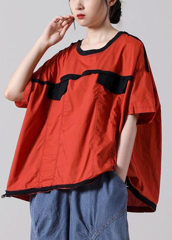 Simple O-neck Pink Cotton Summer Short Sleeve Top