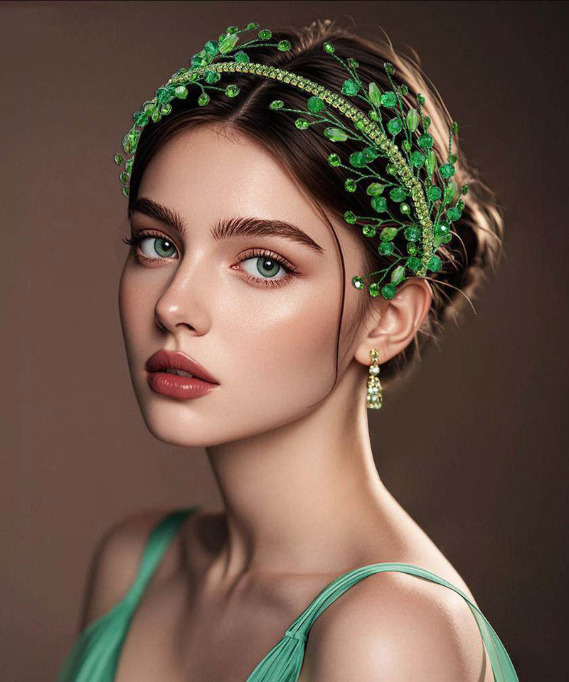 Green Crystal Zircon Bride Hairpiece