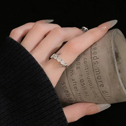 Clear Cross Rebel Gothic Ring