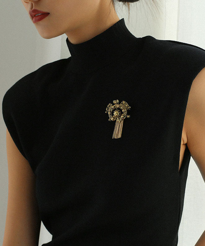 Metal Hollow Out Carving Tassel Brooches
