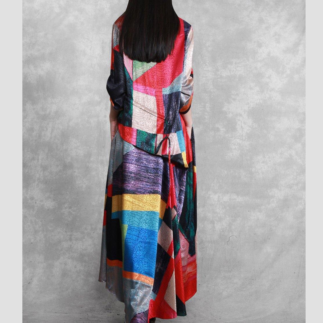 Silk Summer Dress Print a Line Dresses
